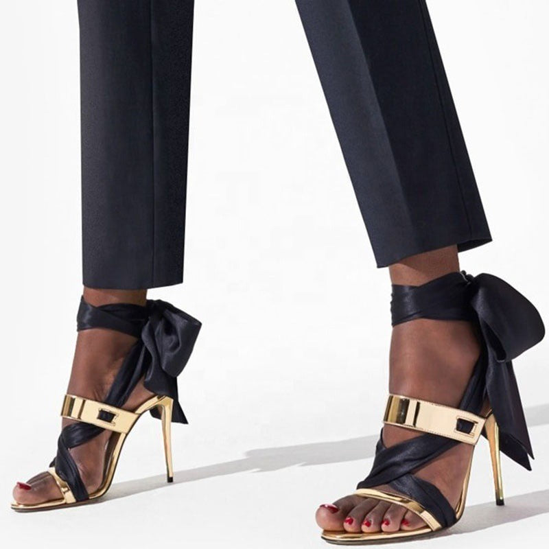 Oversized Party Women's High Heels Fashion Ankle Wrap Lace up Party Shoes Sandals