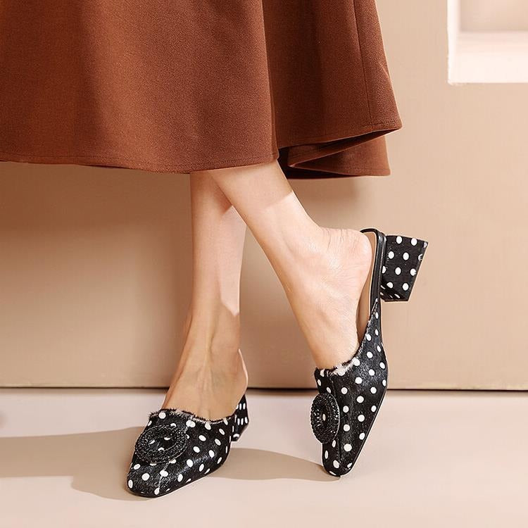 Genuine Leather Horse Hair Upper Pointed Toe High Heels Good Quality Party Shoes