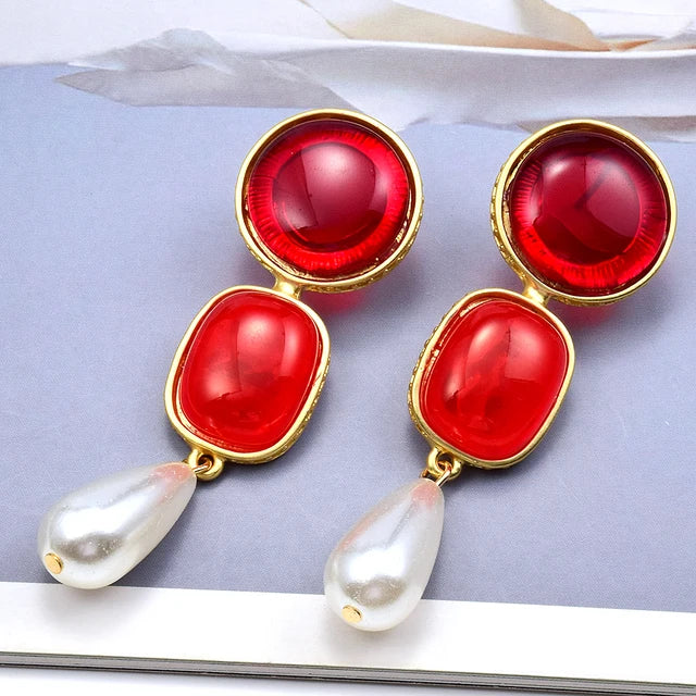 Fashion Trendy Resin Dangle Earrings For Women Simulated Pearl Drop New Design Jewelry Party Accessories