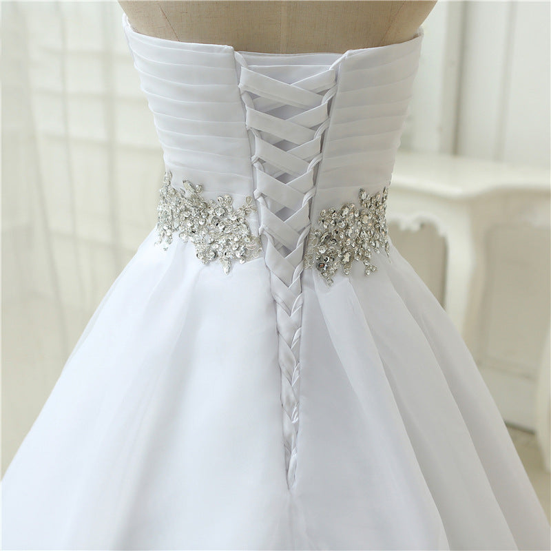 White Vestido De Noiva  Design A line Perfect Belt Robe De Mariage Strapless Lace Up Wedding Dresses