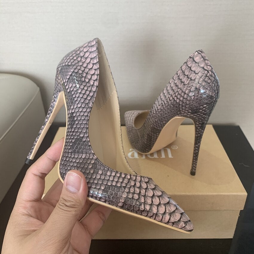 Fashion Woman Shoes Snake Printing Party Wedding Shoes Big Size 35-42 Sexy Pointed Toe Female High Heels Pumps Women Shoes