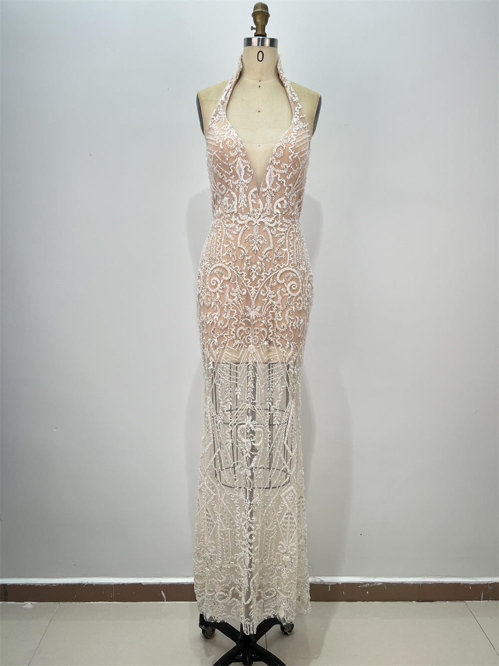 Fashion Sequin Women sleeveless long party wear