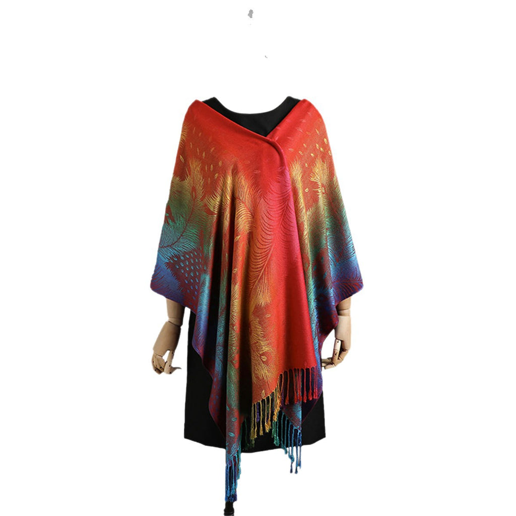 Big shawl long women's tassel feather scarf