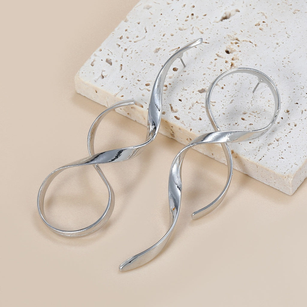 New alloy earrings exaggerated earrings female fashion niche curved lines