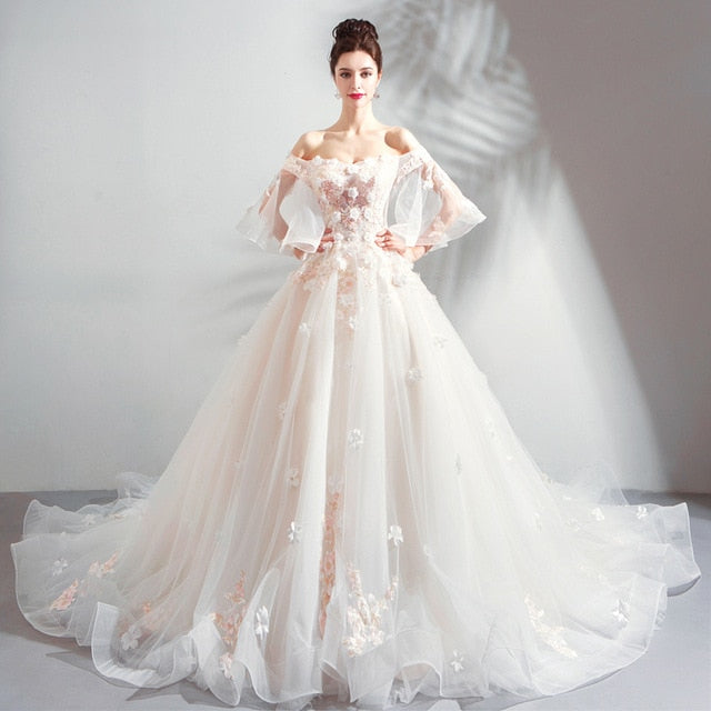 Luxury icewhite Dress The Bridal Sweetheart Lace A-line Beading Sweep Train Wedding Gown Wedding Dress