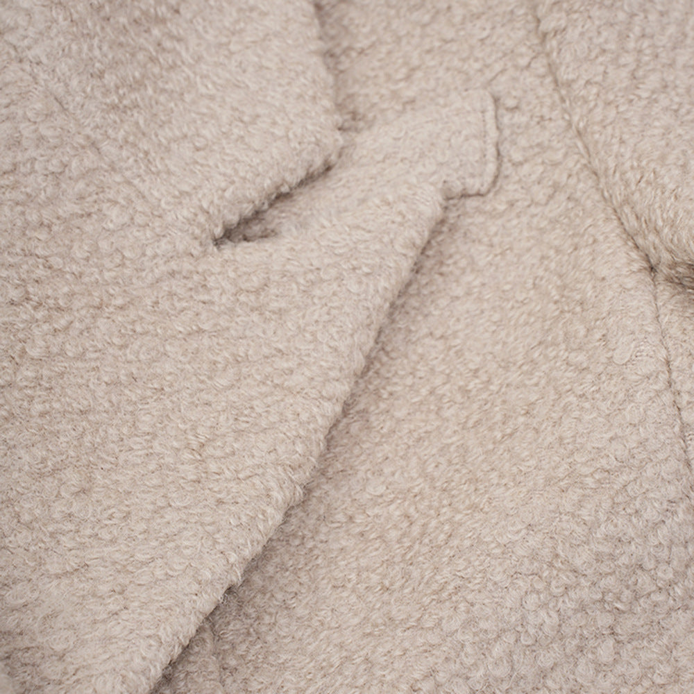 Street temperament, high-end woolen coat, women's winter new style, double breasted waist design, elongated jacket