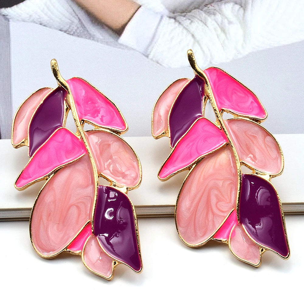New Fashion Unique Leaves Plant Metal Alloy Drop Earrings For Women Earrings Jewelry Party Gifts Accessories