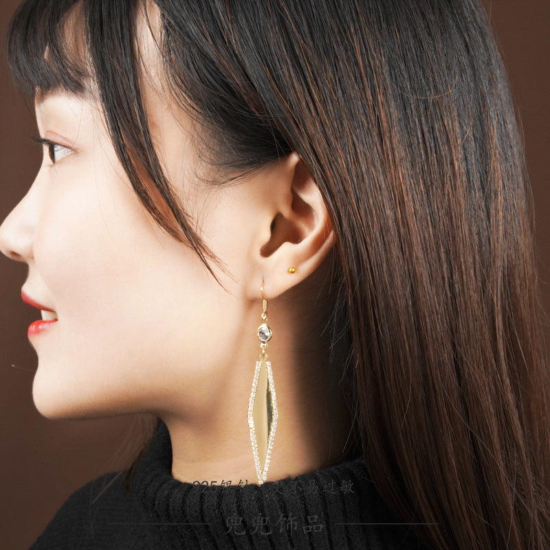 S925 Silver Needle Tassel Geometric Earrings Female Simple Personality Temperament Long Super Fairy Earrings Female Earring Jewelry