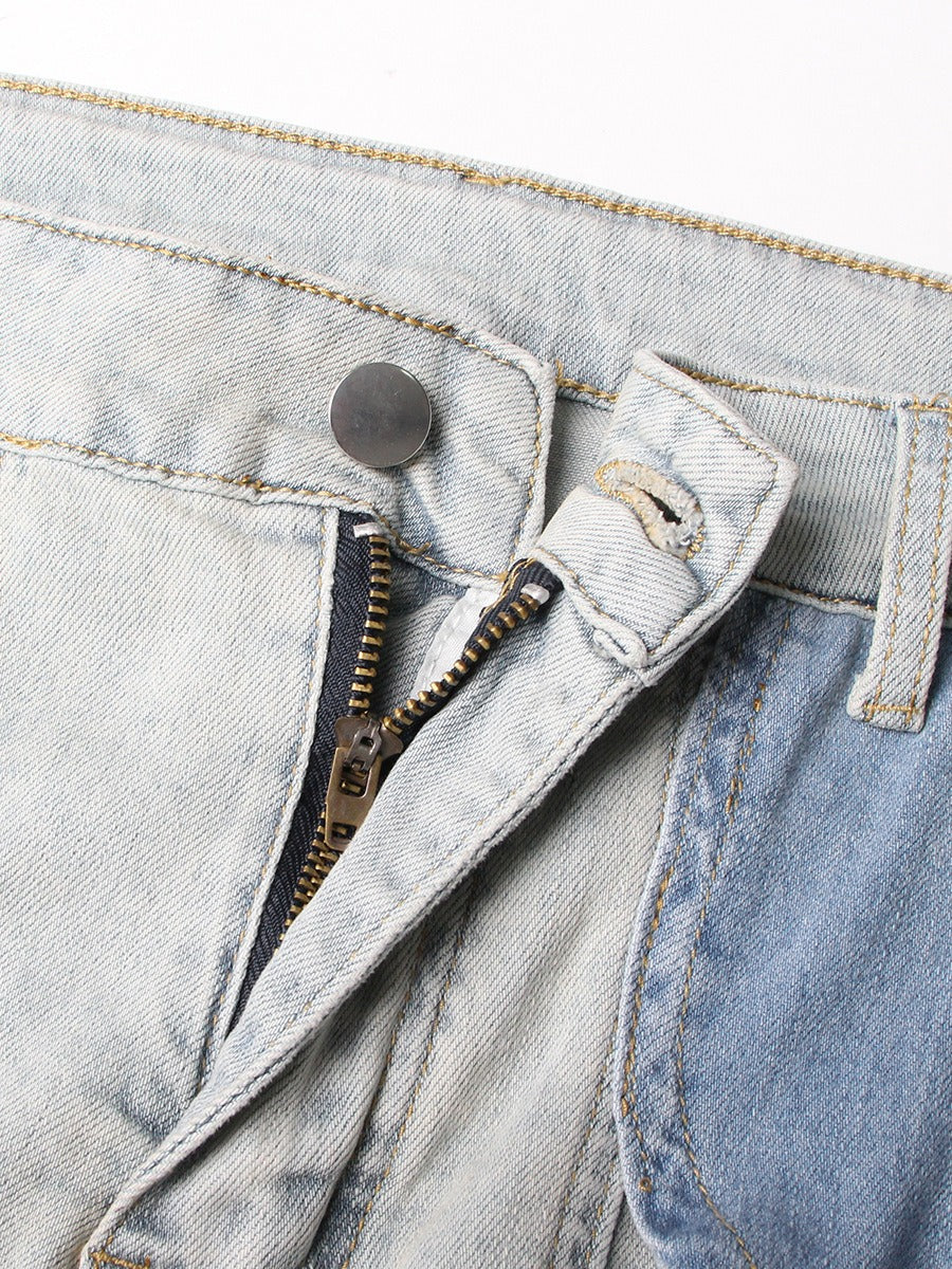 Fashionable new niche design with contrasting colors, twisted high waisted straight leg, slim and casual jeans for women