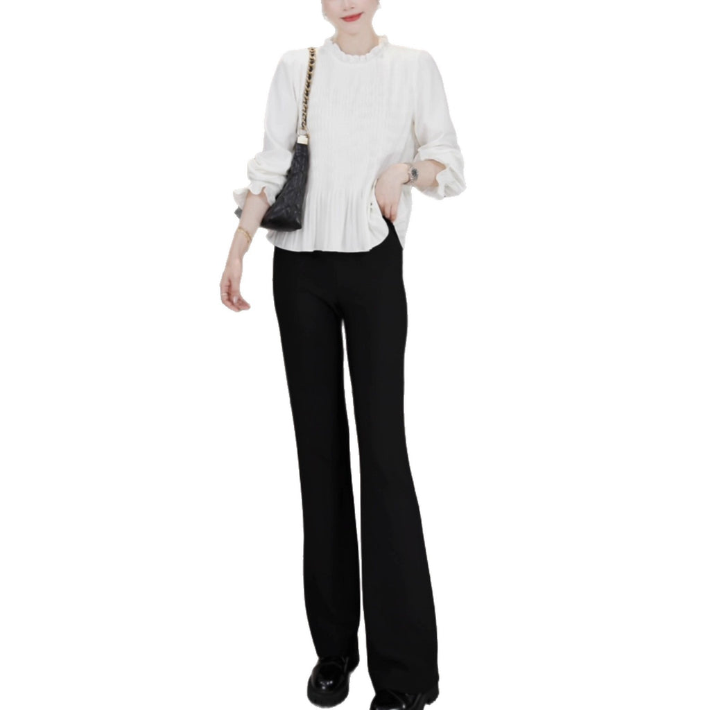 Collar Blouse for Women, Heavy Work Pleated Design, Slim Fit, Stylish Shirt