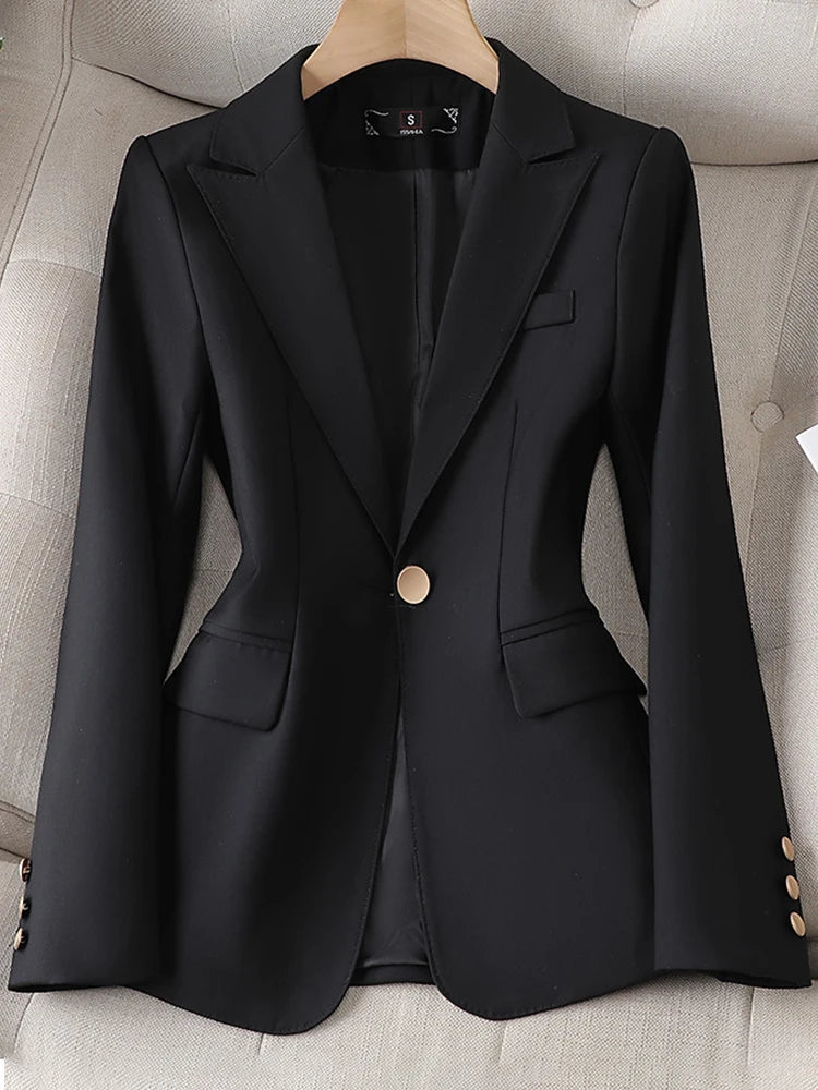 Women's Clothing Office Lady Long Sleeve Blazer Jacket For Women Fashion Suits Coats Female Autumn Brown Tops