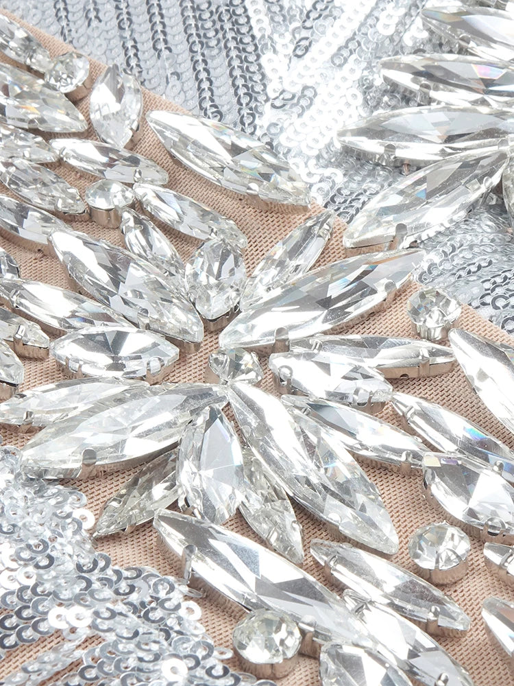 Luxury Party Dresses For Women Evening Formal Occasions Silver Tassels Sexy V Neck Sleeveless Mini Dress