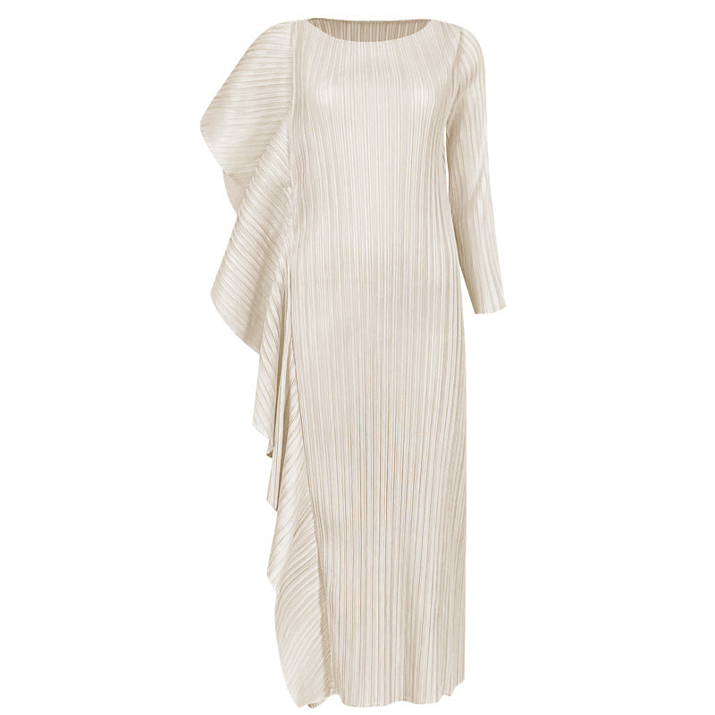 Spring women's new style temperament high-end niche dress female design asymmetrical solid color splicing skirt