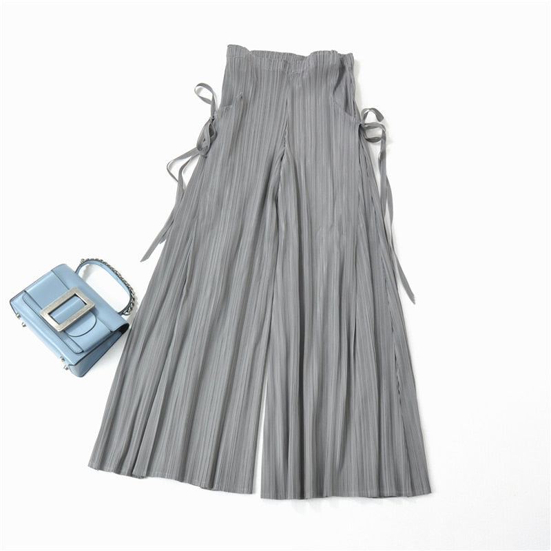 High Waist Pants Female Drape Loose Type Summer Pants New Pleated Wide Leg Skirt Pants