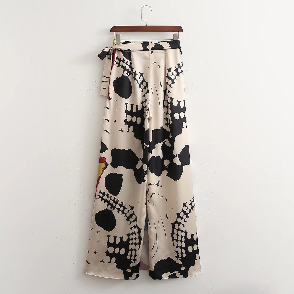 Women Fashion With Tied Bow Printed Loose Blouses Vintage Long Sleeve Asymmetric Female Shirts