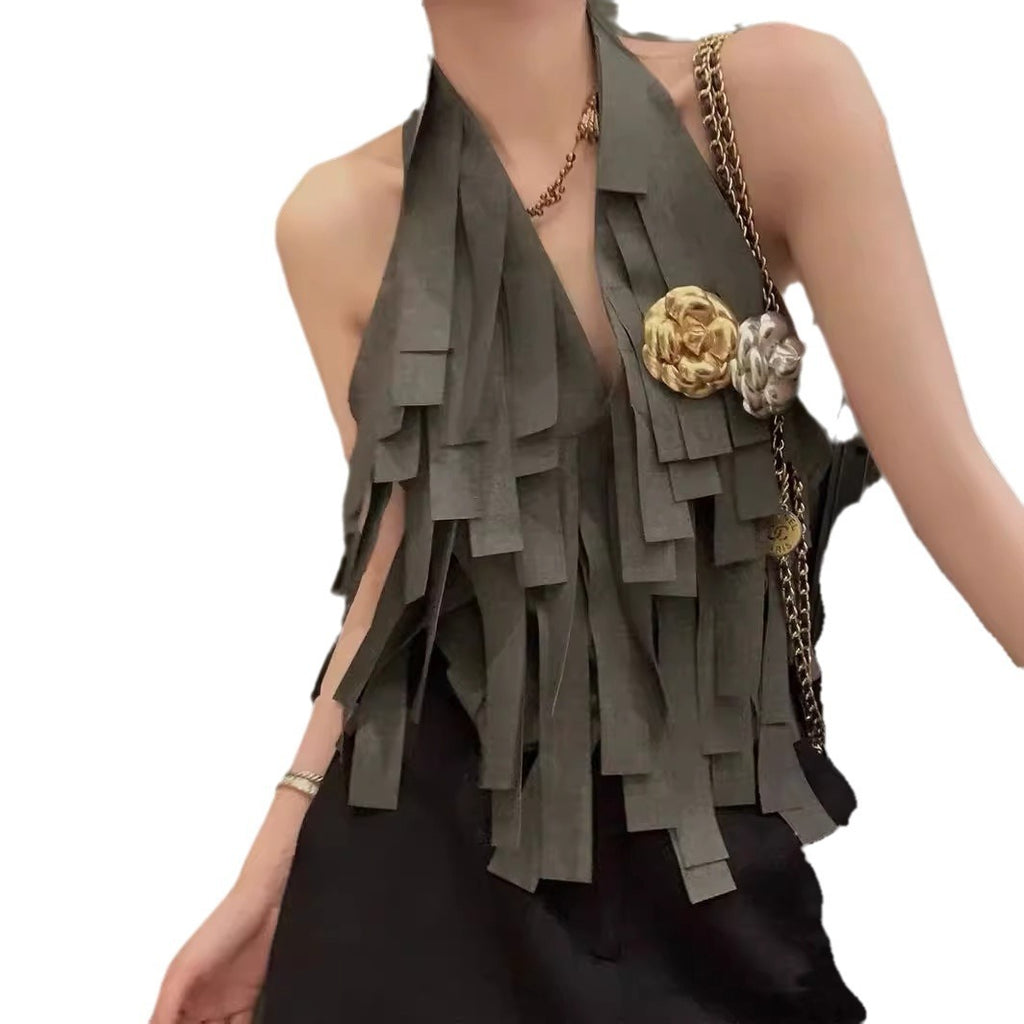 Hanging neck tassel vest vest female horse clip