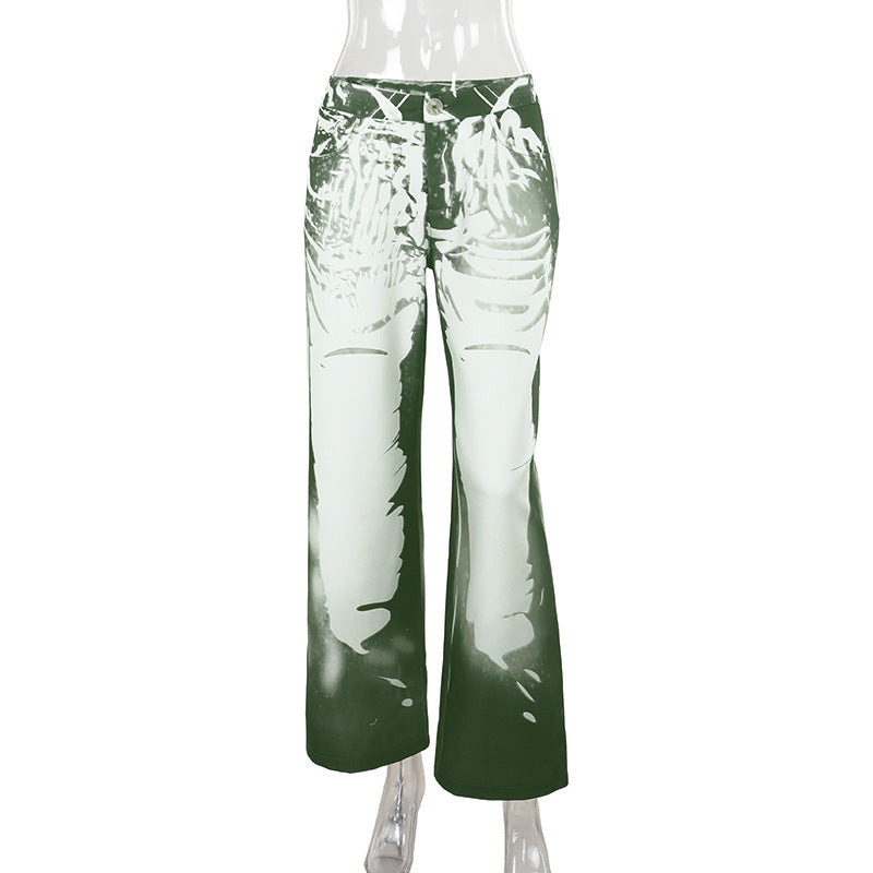 Casual Hot Girl Versatile Printed Pants Female