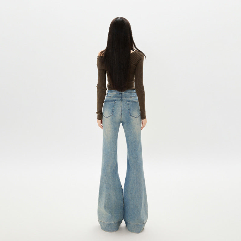 Washed Flared Jeans Women's Slimming Sexy Versatile Fashionable Trumpet Pants