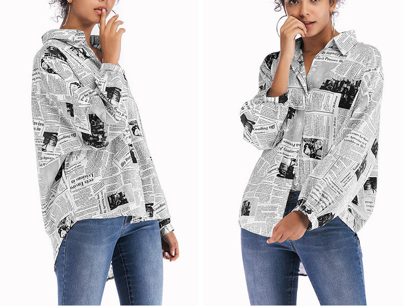 Newspaper Letter Print Top Girls New Shirts