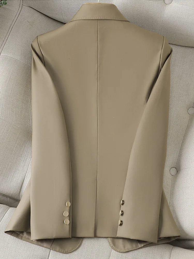 Women's Clothing Office Lady Long Sleeve Blazer Jacket For Women Fashion Suits Coats Female Autumn Brown Tops