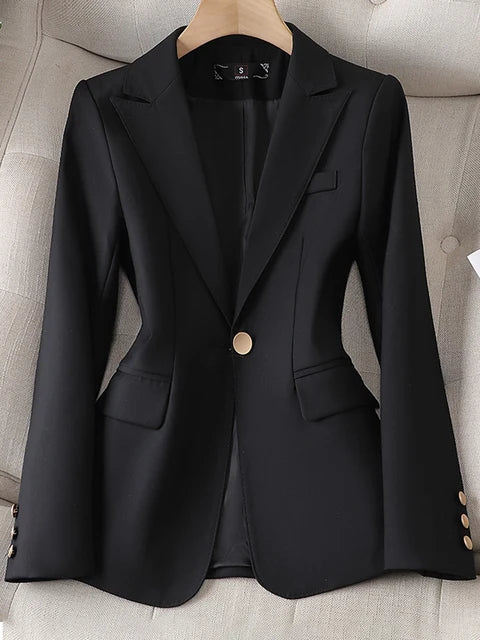 Women's Clothing Office Lady Long Sleeve Blazer Jacket For Women Fashion Suits Coats Female Autumn Brown Tops