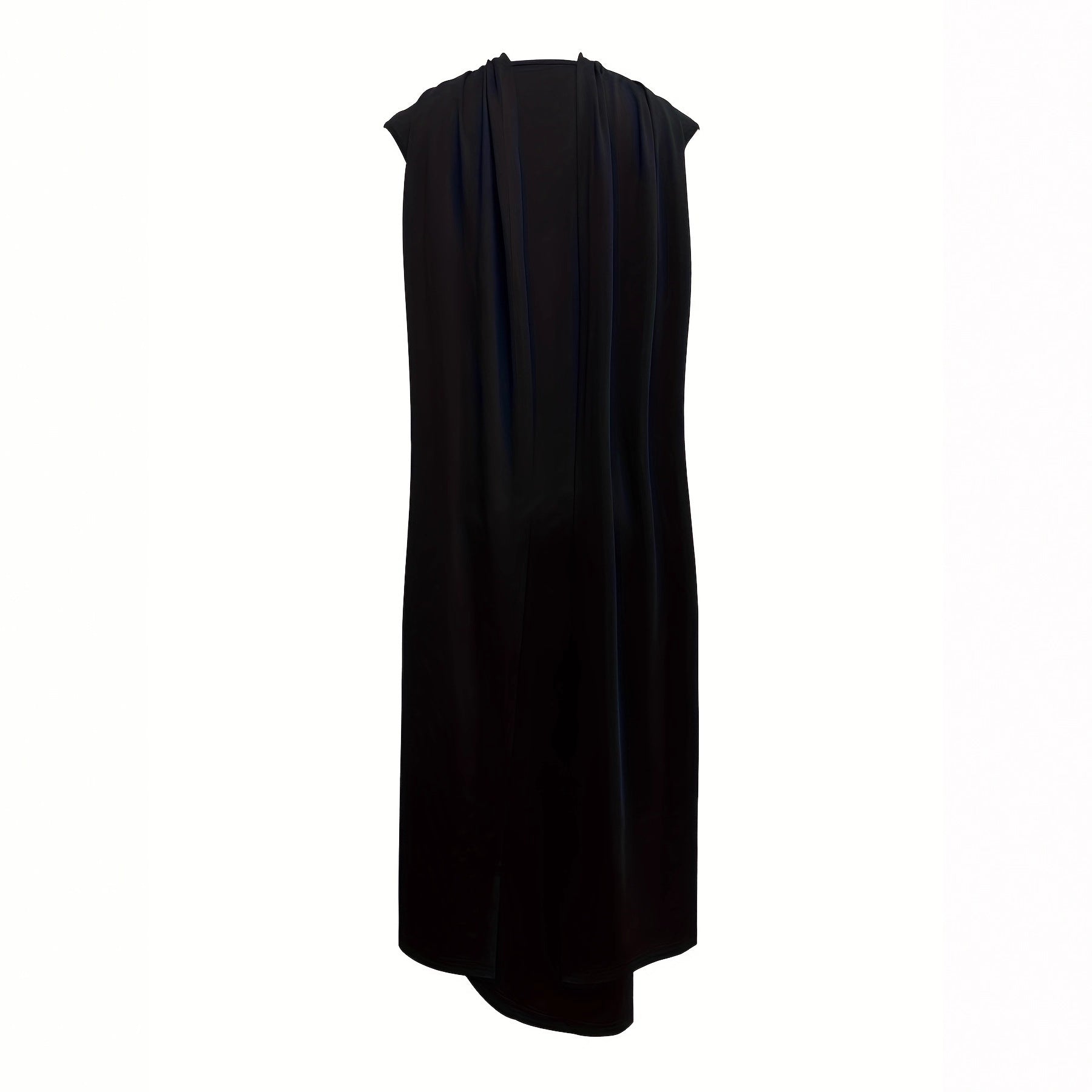 Chic Solid Color Button Side Slit Shawl Collar Long Dress