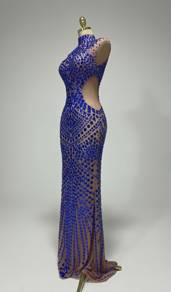 Elegant Crystal Waist-Cutout Hollow Mirror Beaded Cross-Border Party Dress for Cocktail Party, Club, and Performance Hollow Star