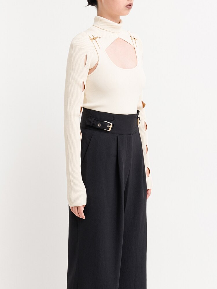 Autumn/Winter New Two-piece Women Knitted Tops High Quality Poorer Hollow Sweater High Street Elegant Fashion Viscose Clothes