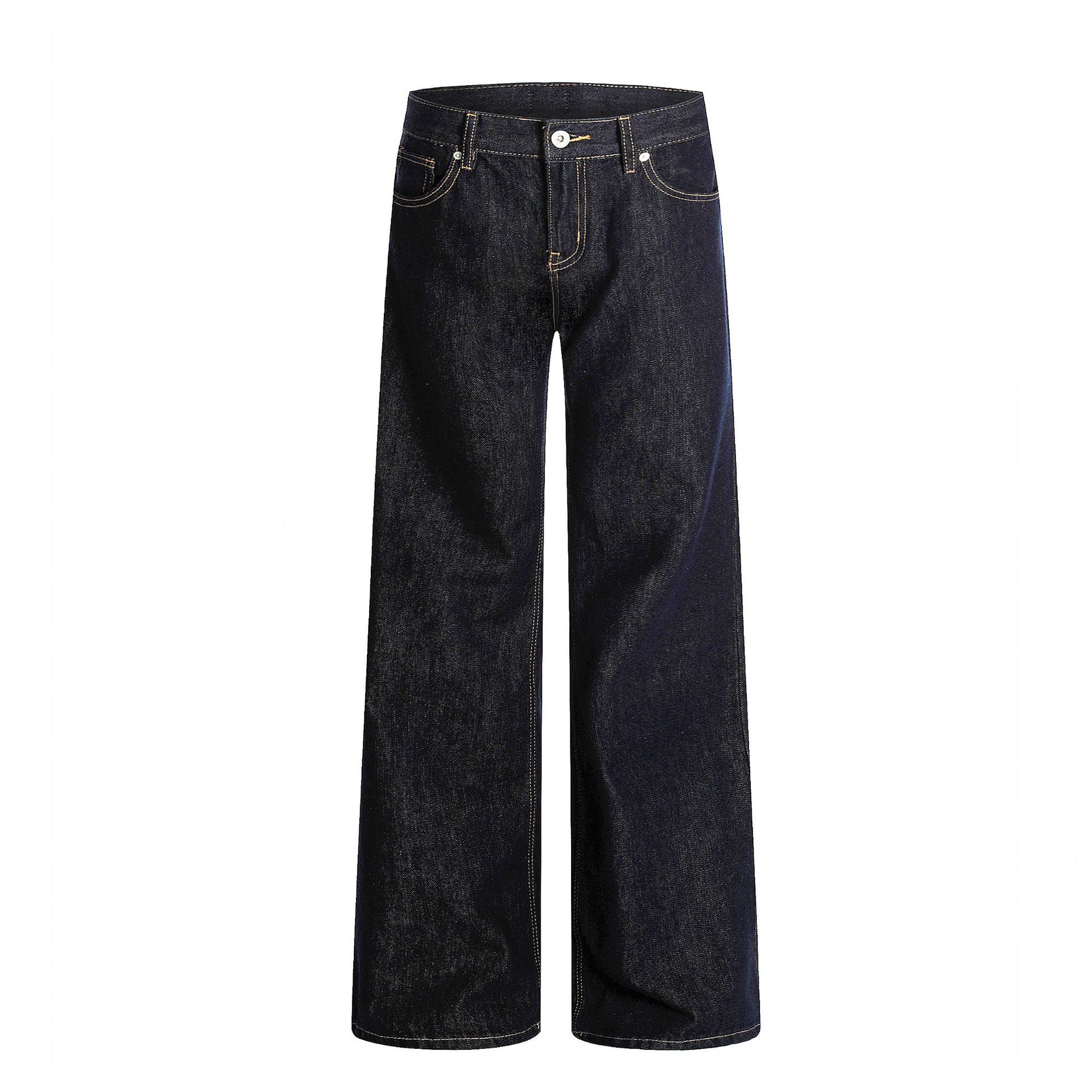 Blue Flared Jeans for Women with Visible Stitching Casual Long Pants