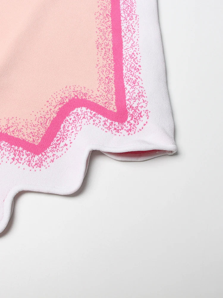 Hit Color Irregular Dresses For Women Round Neck Sleeveless High Waist Slimming Dress Female Fashion