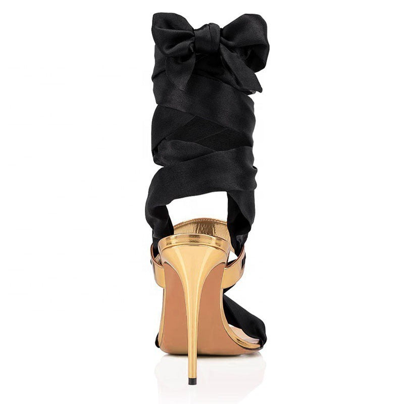 Oversized Party Women's High Heels Fashion Ankle Wrap Lace up Party Shoes Sandals