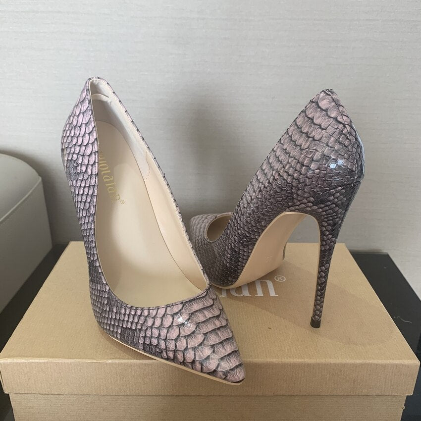 Fashion Woman Shoes Snake Printing Party Wedding Shoes Big Size 35-42 Sexy Pointed Toe Female High Heels Pumps Women Shoes