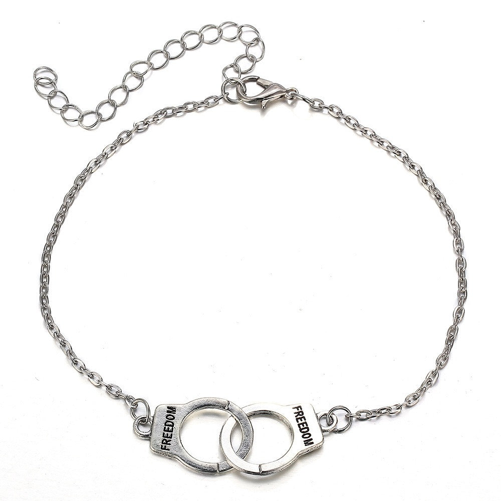 Hot Sale Vintage Silver Color Handcuffs Anklets for Women Bohemian Freedom Ankle Bracelet on the Leg Barefoot Party Jewelry