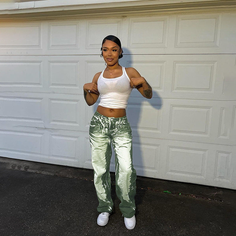 Casual Hot Girl Versatile Printed Pants Female