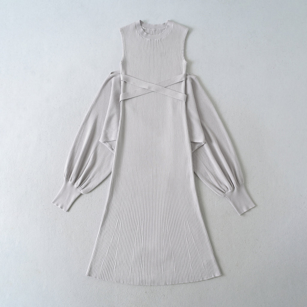 Thread slimming figure enhancing knitted skirt shawl two-piece set