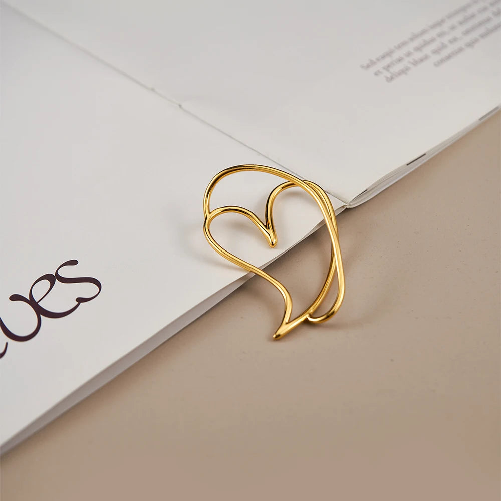 Cutout Heart Ear Clip For Women  Ear Cuff Fashion Jewelry Travel Party